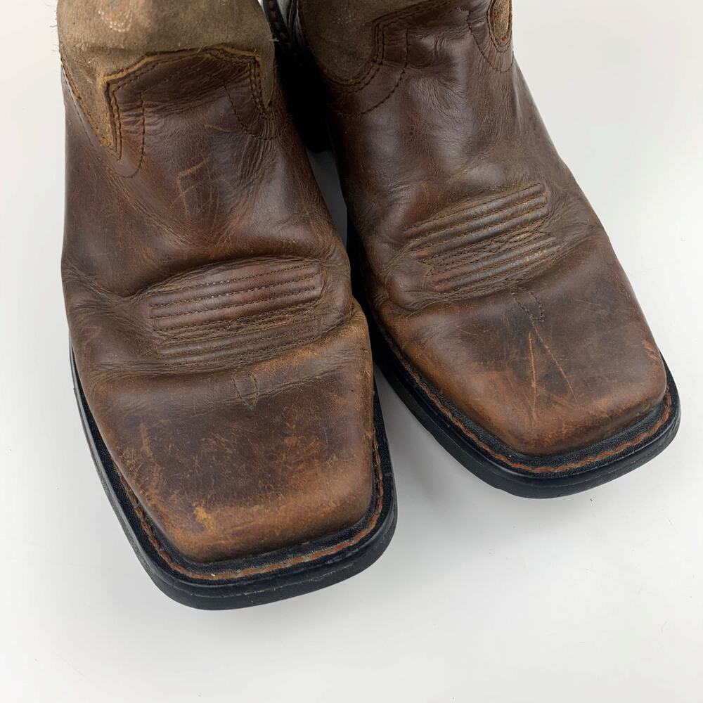 Ariat Workhog Boots Square Toe Brown Leather Suede Western Work Youth Kids 4.5 - Picture 4 of 14